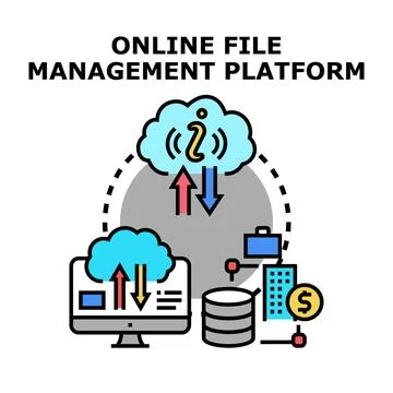 Online file management platform concept illustration Stock Illustration