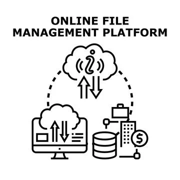 Online file management platform concept illustration Stock Illustration