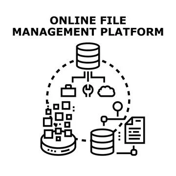 Online file managing system for digital data storage 스톡 일러스트