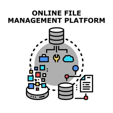 Online file managing system for digital data storage Stock Illustration