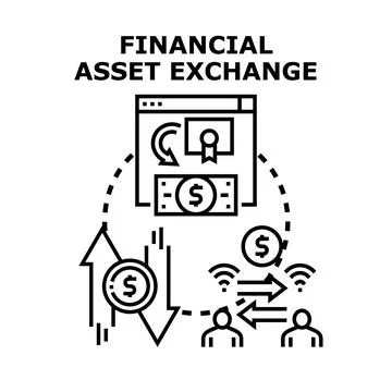 Online financial asset exchange process concept illustration Stock Illustration