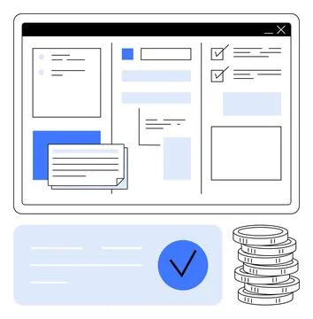 Online Financial Management Platform Interface with Task and Payment Overvi.. Stock Illustration