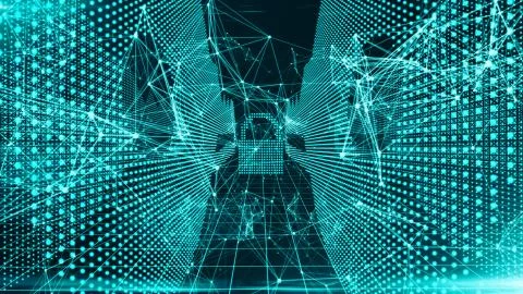 Online financial money data encryption using blockchain to protect information t 스톡 일러스트