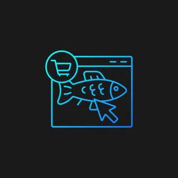 Online fish order gradient vector icon for dark theme Stock Illustration