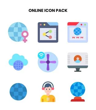 Online Flat Design Icons Pack 스톡 일러스트