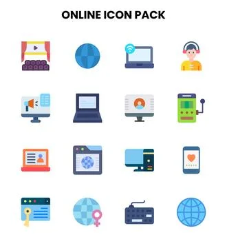 Online Flat Design Icons Pack Illustrazione stock