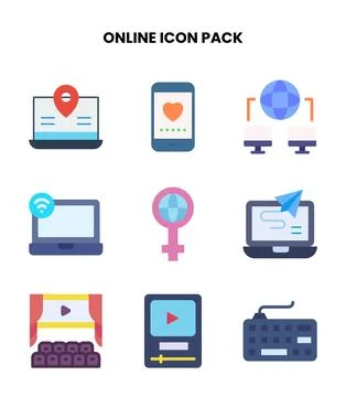 Online Flat Design Icons Pack Stock Illustration