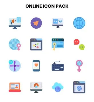Online Flat Icons Pack Stock Illustration