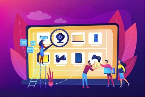 Online flea market concept vector illustration. Illustrazione stock