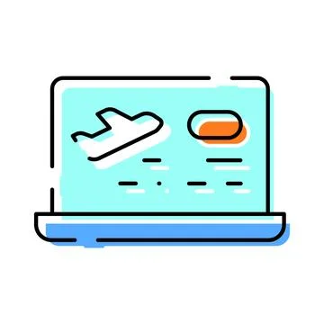 Online flight booking computer application interface 库存插图