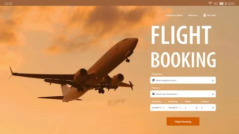 Online flight booking website interface with information Stock Photos