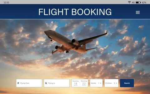 Online flight booking website interface with information Stock Photos