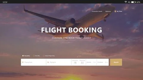 Online flight booking website interface with information Stock Photos