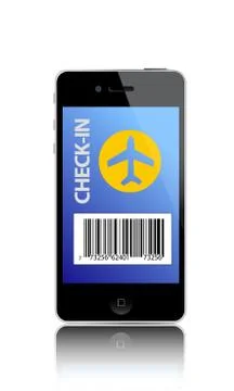 Online flight check-in using a smartphone illustration Stock-Illustration