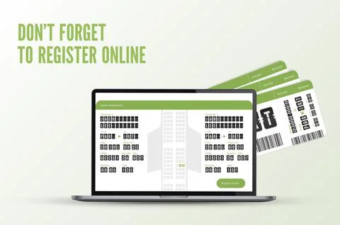 Online flight registration layout concept with boarding pass. Airplane ticket Stock-Illustration