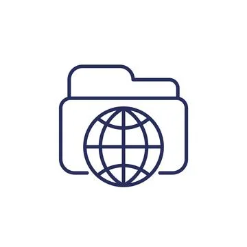 Online folder line icon on white Stock Illustration