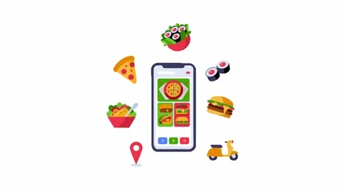 Online Food Delivery App Interface with Various Meal Options 스톡 동영상 334572625