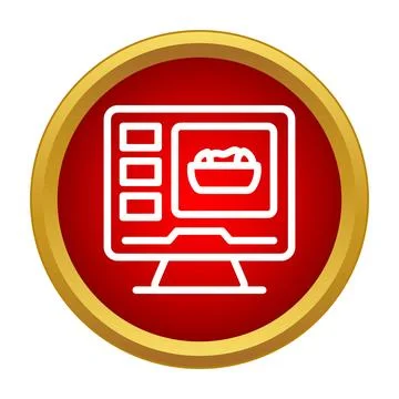 Online food ordering application interface on computer display Illustrazione stock