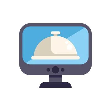 Online food ordering computer icon showing food delivery service Stock Illustration