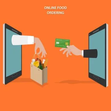 Online food ordering flat vector concept. Stock Illustration