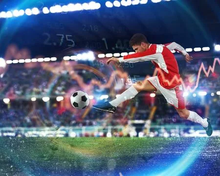 Online football bet and analytics and statistics for soccer game Stock Photos