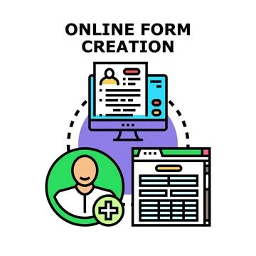 Online form creation and digital user registration Stockillustratie