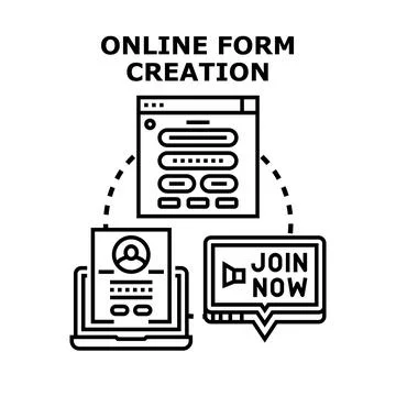 Online form creation process using digital interface Stock Illustration