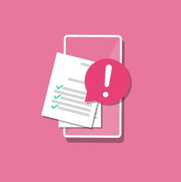 Online form with document checklist and error warning. Checkboxes on smartphone Stock Illustration