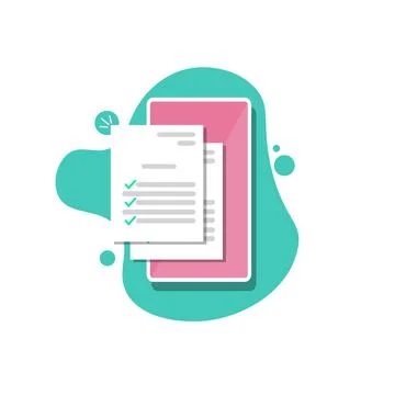 Online form with document checklist on mobile phone. Checkboxes on smartphone Stock Illustration