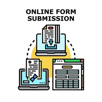 Online form submission concept with digital documents Stock Illustration