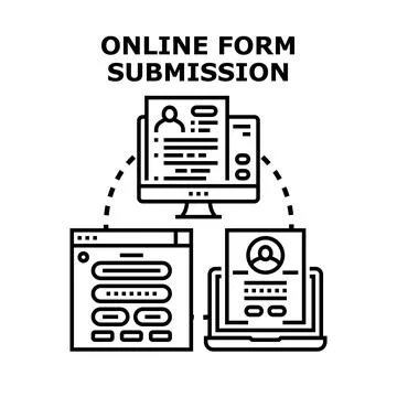 Online form submission process with digital devices concept 스톡 일러스트