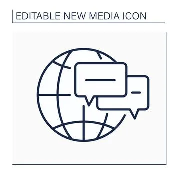Online forums line icon Stock Illustration