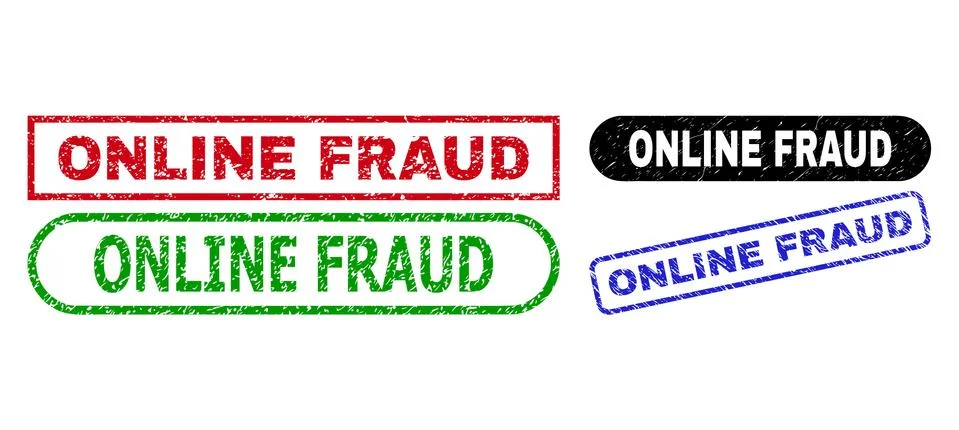 ONLINE FRAUD Rectangle Stamps Using Distress Texture Stock Illustration