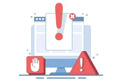 Online Fraud Warning Concept Data Warning Message or Exclamation Mark Danger Stock-Illustration