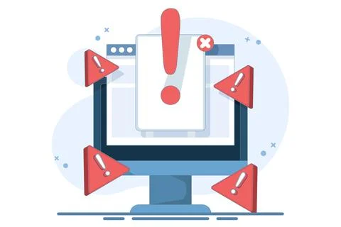 Online Fraud Warning Concept Data Warning Message or Exclamation Mark Danger Stock-Illustration