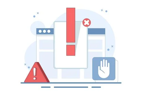 Online Fraud Warning Concept Data Warning Message or Exclamation Mark Danger Stock Illustration