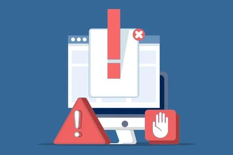Online Fraud Warning Concept Data Warning Message or Exclamation Mark Danger Stock-Illustration
