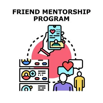 Online friend mentorship program connecting people virtually イラスト素材