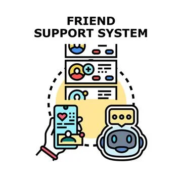 Online friend support system providing digital connection Stock Illustration
