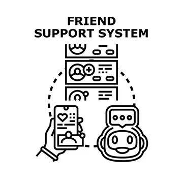 Online friend support system providing digital connection Stock Illustration