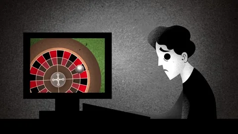 Online gambling addict playing roulette 스톡 동영상 342478532