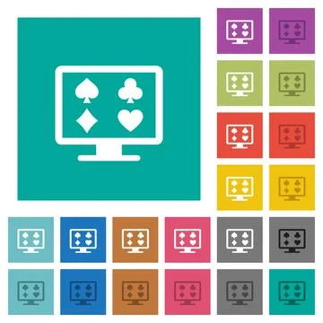 Online gambling square flat multi colored icons Illustrazione stock