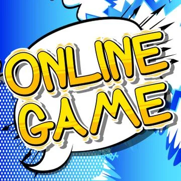 Online Game - Comic book style word on abstract background. Illustrazione stock