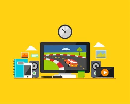 Online game concept   Modern flat design for Web Banner , Website Element , o Stock Illustration