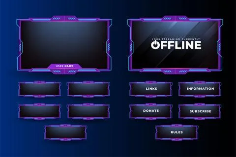 Online game streaming overlay vector for live gamers. Modern offline gaming f Stock Illustration