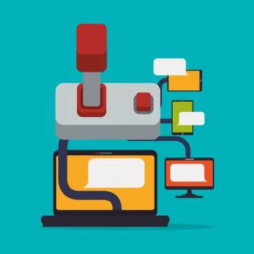 Online game technology device joystick connect Stock Illustration
