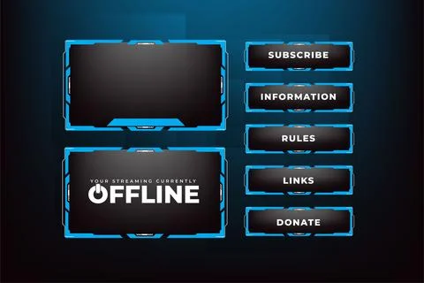 Online gaming overlay layout vector with blue colors. Broadcast screen pane.. Stock Illustration
