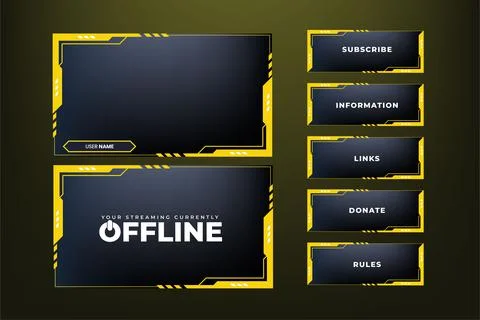 Online gaming overlay vector with button elements for live streaming screens. Illustrazione stock