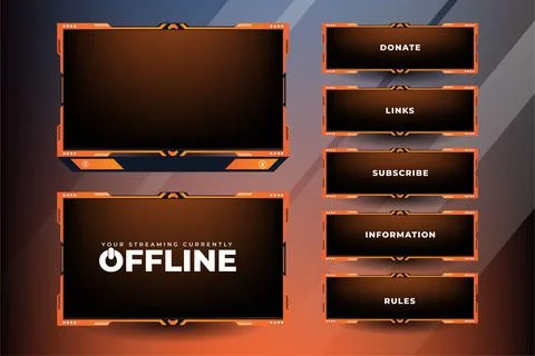 Online gaming screen border vector with orange and dark colors. Stylish strea Illustrazione stock