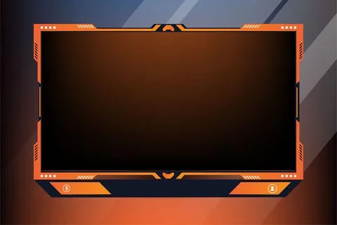 Online gaming screen border vector with orange and dark colors. Stylish str.. Illustrazione stock